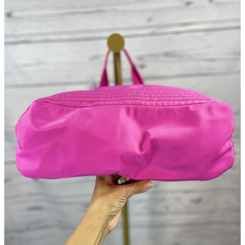 Kate Spade New York Hot Pink Nylon Tote Bag Bow Accent Shoulder Purse - Picture 11 of 13